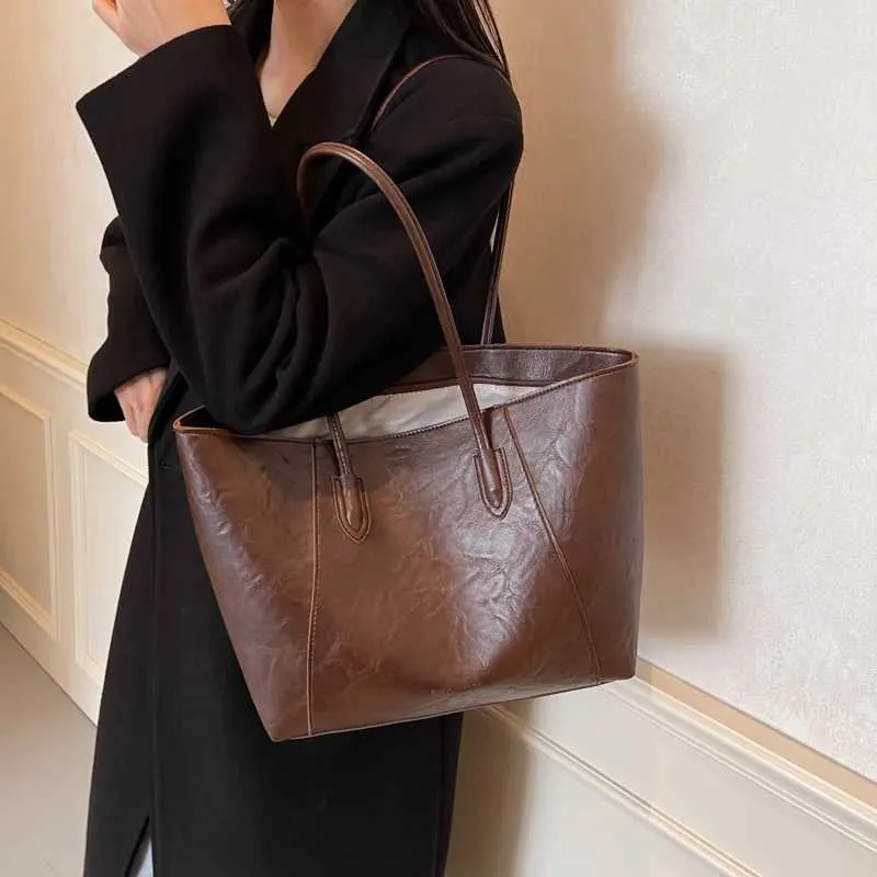 Borsa a tracolla casual da donna, alla moda, grande, per ufficio, per pendolari, con cerniera, per la spesa, a mano ..._voghion.com