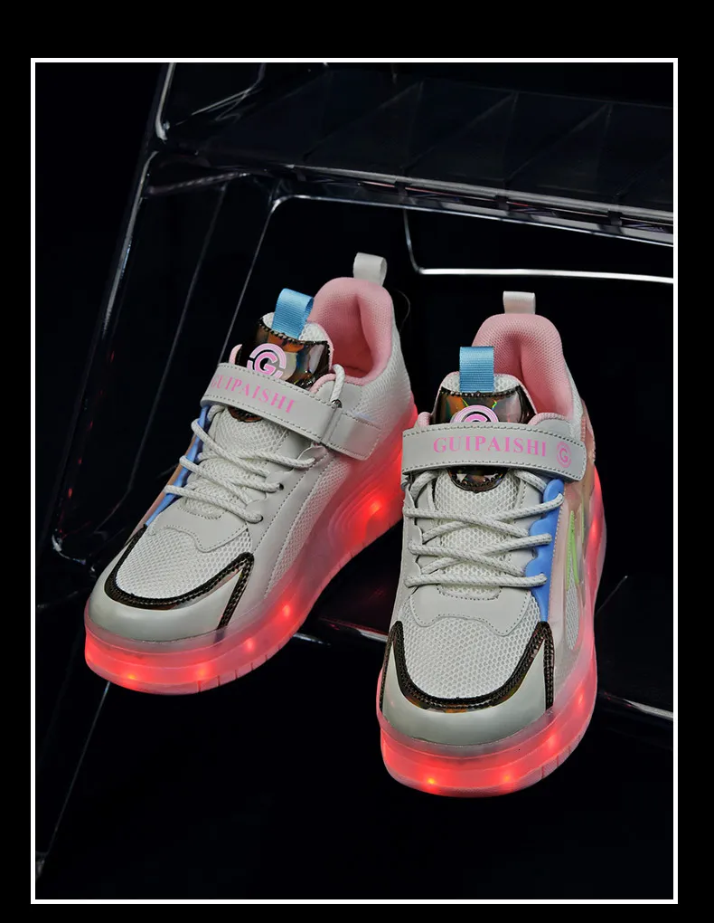 Kinderen Roller Skate Schoenen Led Licht Jongens Meisjes Met 4 Wielen Sport Sneakers Kerstmis Verjaardag Kinderen Show Cadeau_voghion.com