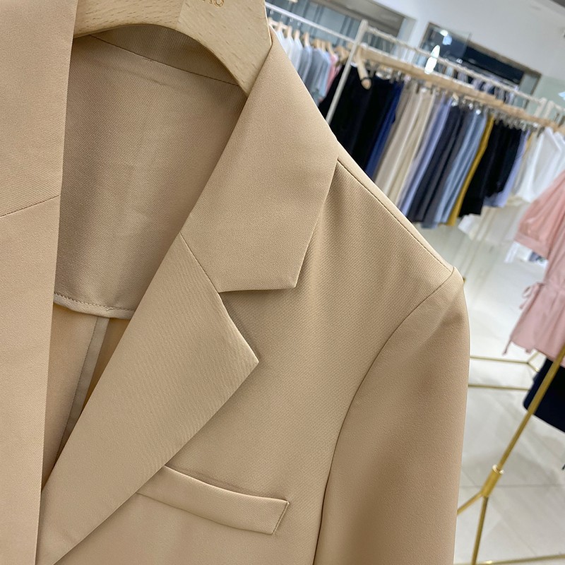 Women's new solid color short-sleeved straight suit jacket women's fashion street celebrity small suit top trend_voghion.com