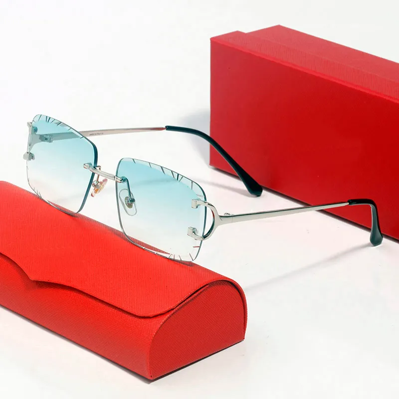 Designer Sonnebrëller fir Fraen Summer Strand Gold Buschtawen op der Lëns Randlos Sechseckeg Sonnebrëll Moud Frame Onregelméisseg_voghion.com