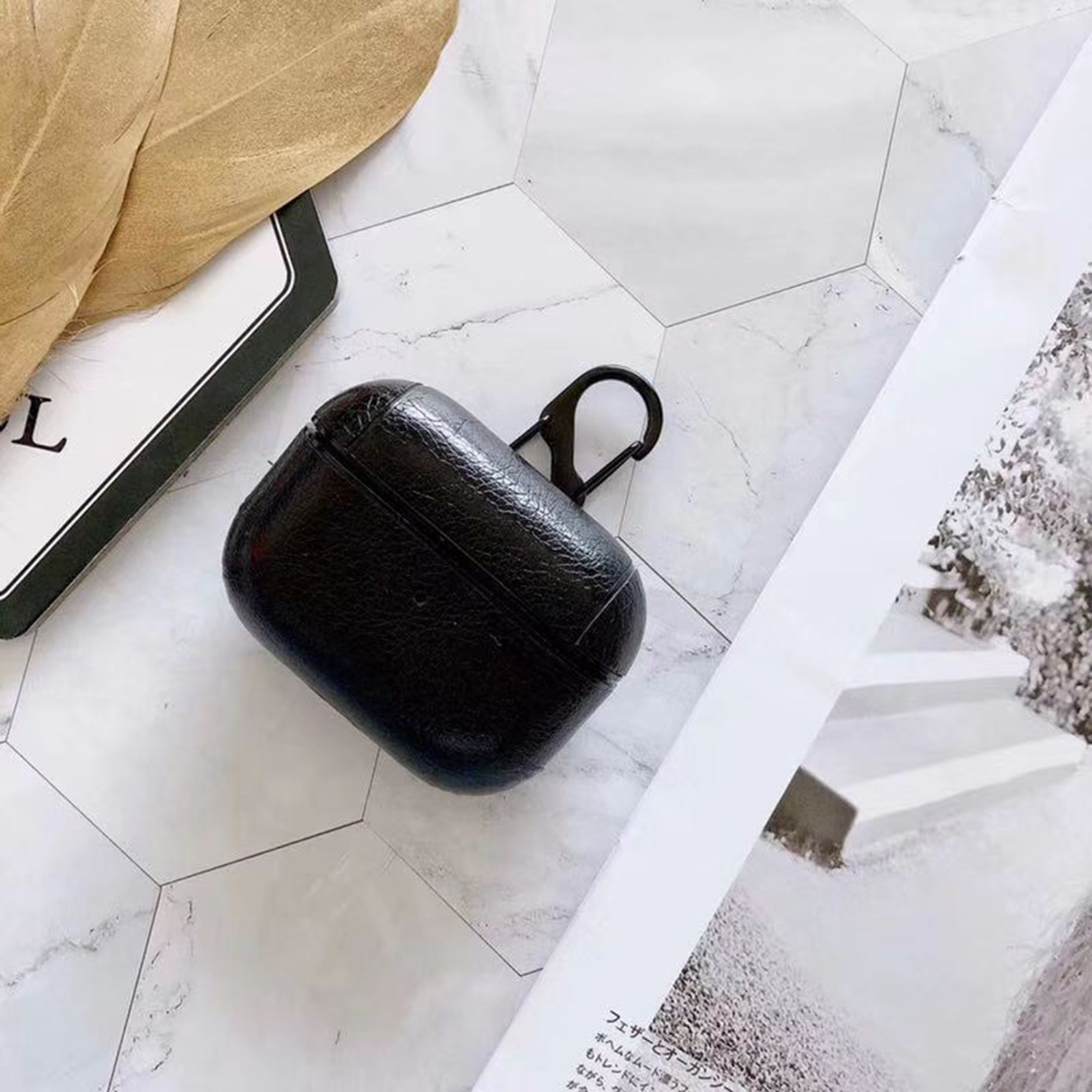 Hitech Protective Case Reserved Holes Faux Leather Bluetooth-compatible Earphone Box Cover with Hanging Hook for Pro 2_voghion.com