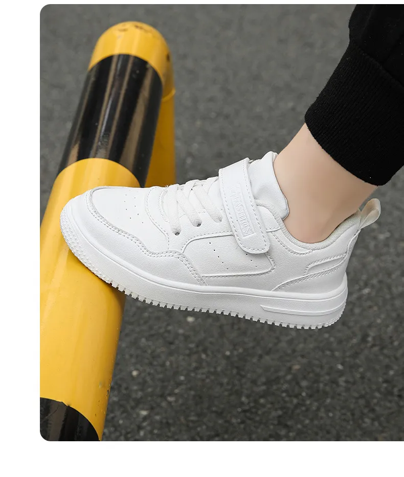 All White Leather Youth Shoes Fashion Kids Children Student Tennis Running Sneakers Happysteps Sport Trainers For Boys_voghion.com
