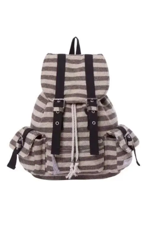 Jeans a righe uguali giapponese e coreano funzionale casual plaid grande capacità coppia borsa a tracolla zaino_voghion.com