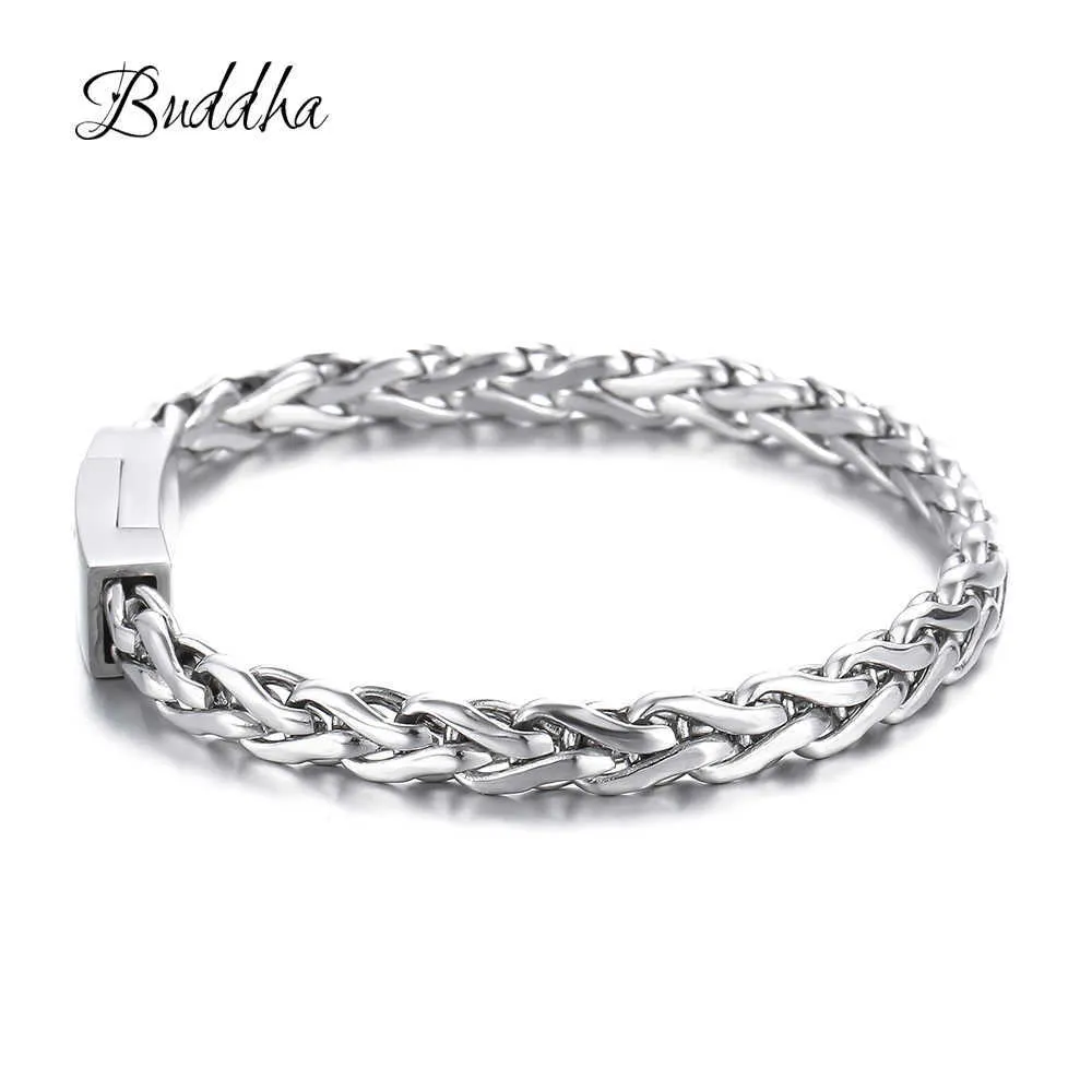 Brățară cu lanț din argint Buddha, culoare argintie, pentru bărbați, bijuterii, cadou, calitate bună, 210609_voghion.com