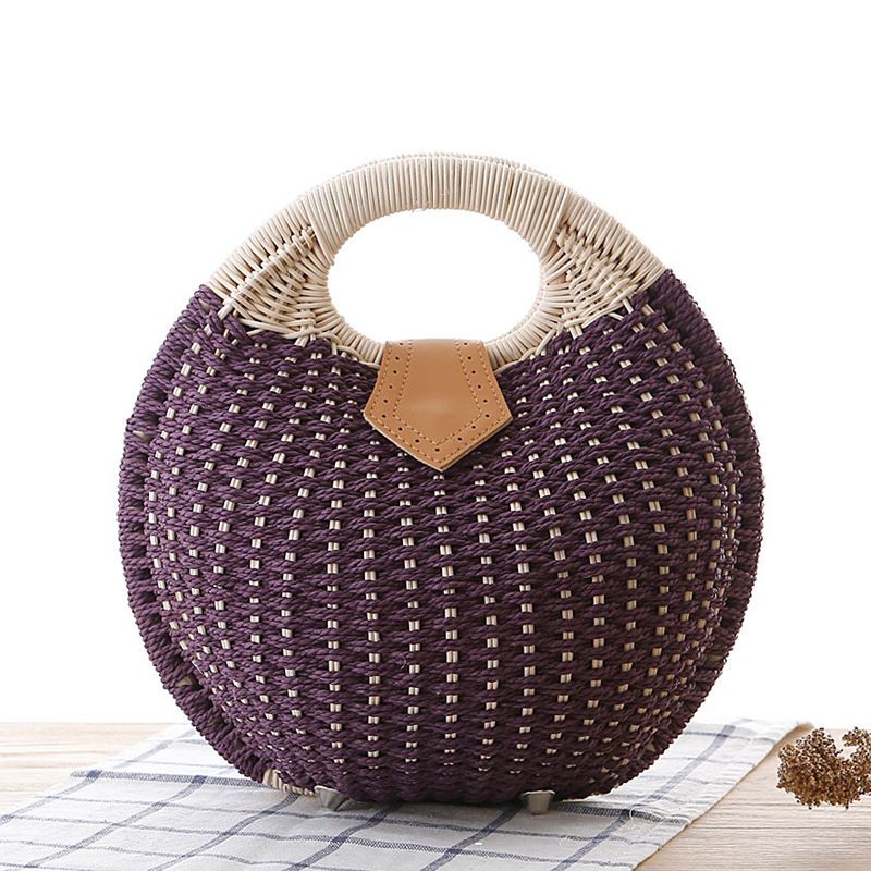 Neue modische Muschelhandtasche, personalisierte und süße Rattan-Gewebte Grasgewebte Tasche, Gewebte Damentasche,_voghion.com