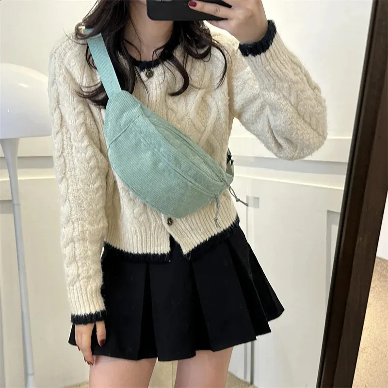 Frauen Taille Cord Student Schulter Handtasche Crossbody Brust Brust Tasche Fanny Pack Mode Telefon Weibliche Bum Gürtel Geldbörse_voghion.com
