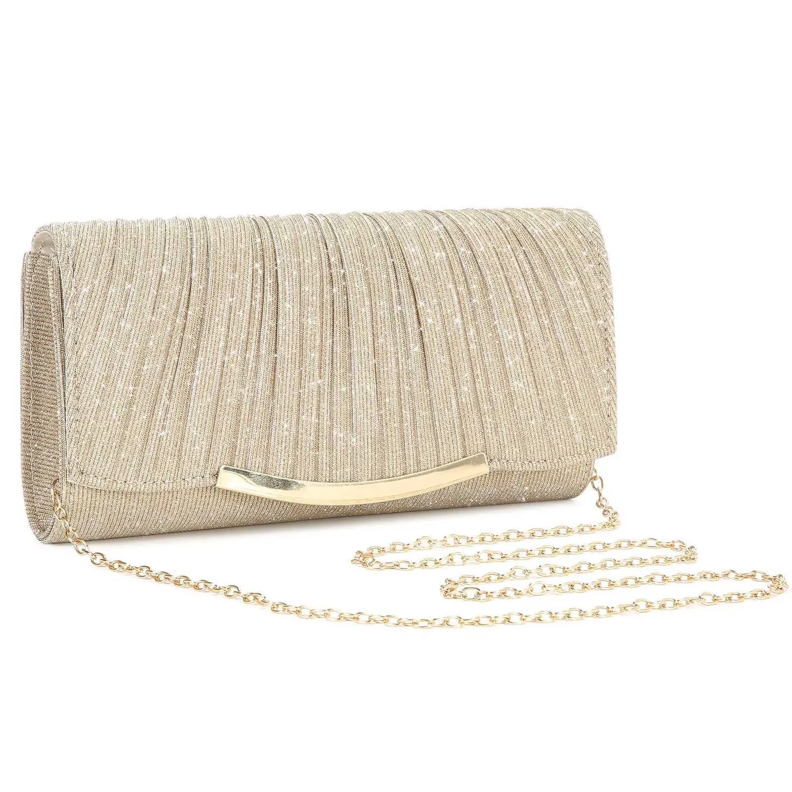 Kadın Akşam Parlayan Flaş Çanta Metal Zincir Omuz Çapraz Çanta Düğün Parti Ziyafet Clutch Cüzdan Y241019_voghion.com