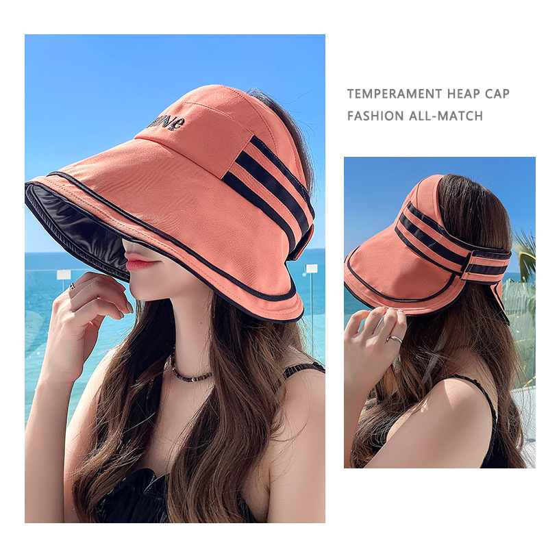 Women's Sun Visor Hat, Foldable Wide Brim Uv Protection Headwear_voghion.com