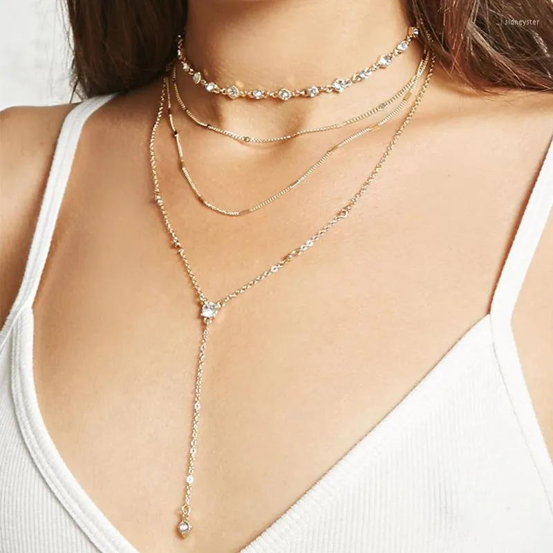 Layered Halsketten Set In Gold Und Silber Modeschmuck Damen_voghion.com
