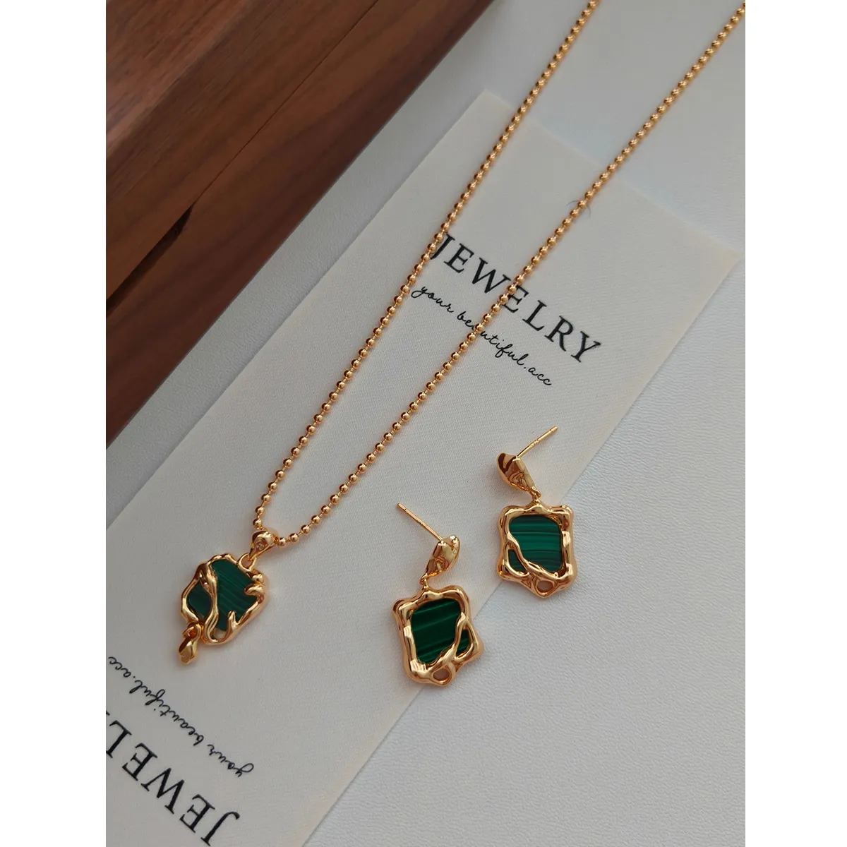 Catene Corpo Intero S Sterling Argento Placcato Oro | Collana Malachite Lunghezza Catena 40 5cm 100629_voghion.com