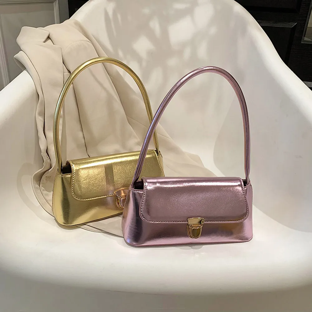 Handtassen voor dames, eenvoudige handtassen met handvat, Franse tote, elegante glanzende oksel, schoudertas van PU-leer voor dames_voghion.com