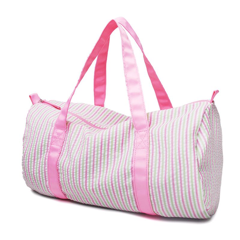 Domier Seersucker Baumwolle Reisetasche Gepäcktasche tragbare Zylindertasche Acryl Kunststoff Zahn Reißverschluss_voghion.com