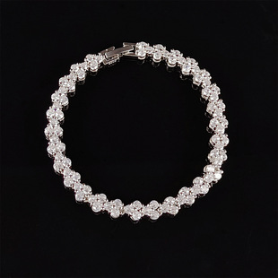 Zircon Chain Link Bracelet - Elegant Rectangular Stone Jewellery_voghion.com