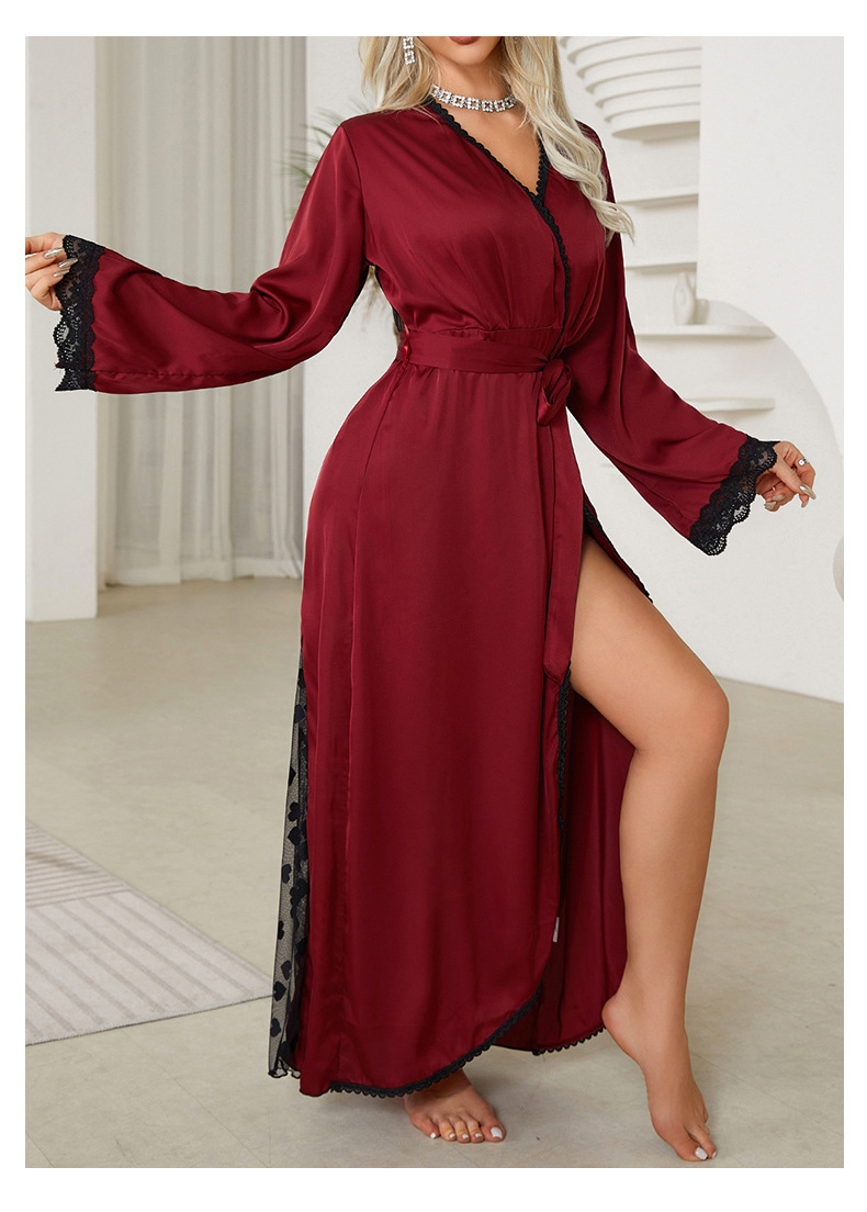 Pijamale sexy pentru femei, pijamale din plasă, din mătase gheață, lungi, pentru noapte, halat de noapte exterior_voghion.com