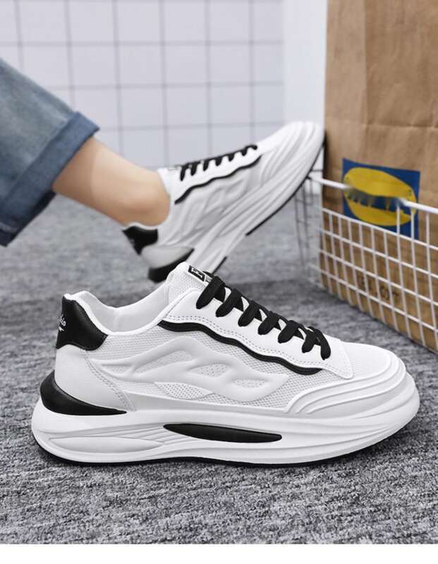 Scarpe estive nuove traspiranti in rete bianche da uomo, versione coreana, versatili, sportive, casual, alla moda, da papà_voghion.com