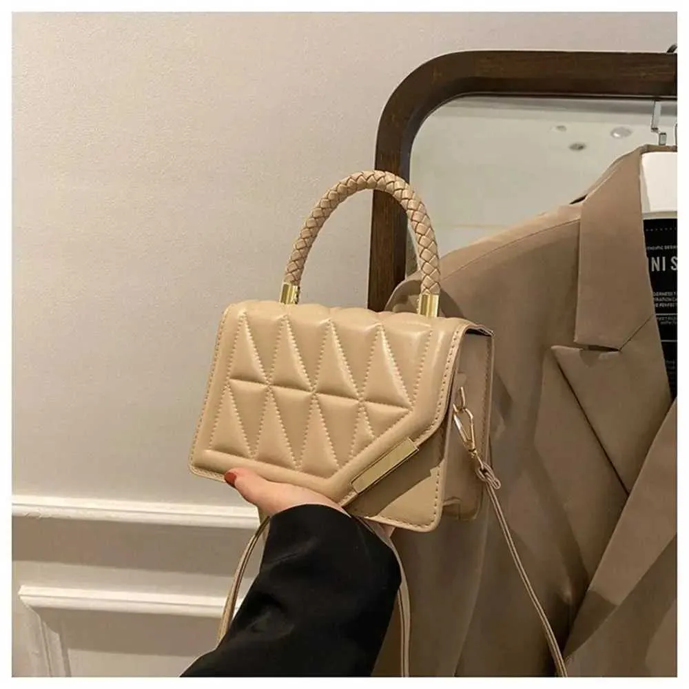 Mode PU Leder Plaid Messenger Schulter Tasche Damen Einfarbig Handtaschen Freizeit Stilvolle Umhängetaschen Für_voghion.com