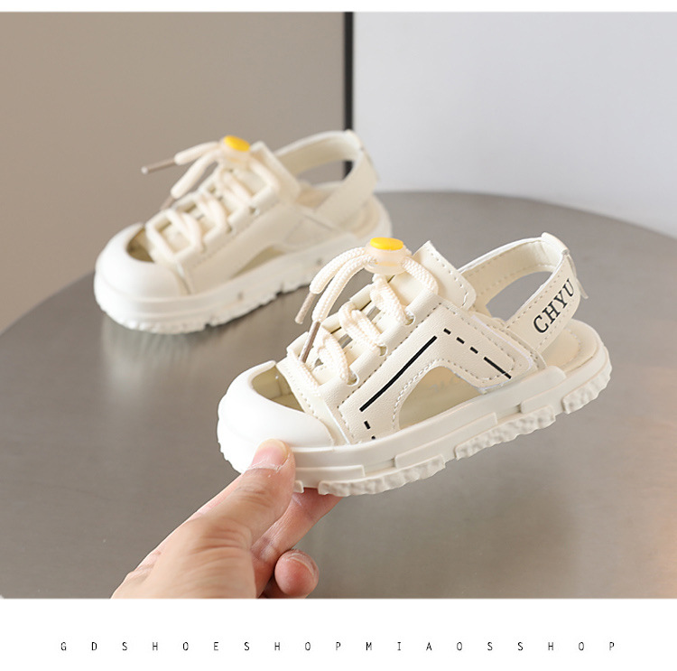 Children's Baotou Half Sandals 2022 Summer Anti Kick Boys Beach Women's Korean Soft Sole Walking Shoes_voghion.com