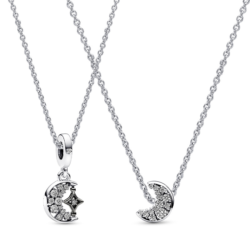 Collier en argent à faire soi-même, ensemble de colliers finis avec des étoiles et des lunes étincelantes comme des rêves