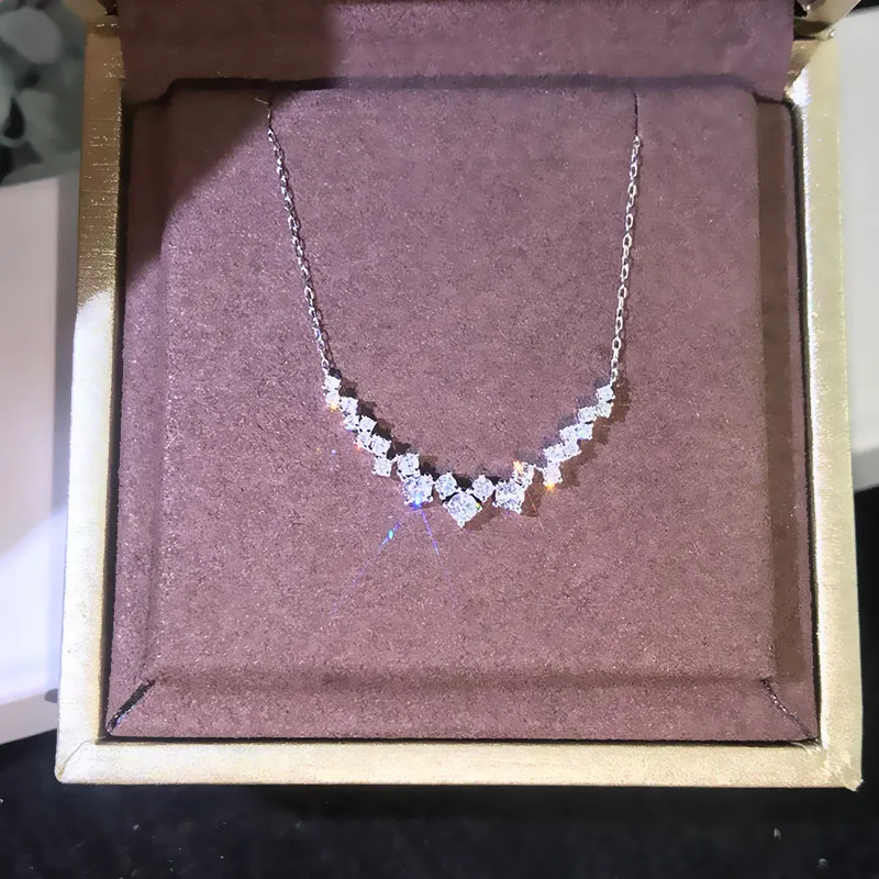 Colliers pendentifs CAOSHI Collier pour femme pour fiançailles Bijoux de mariage avec une rangée de cristal brillant Élégant Femme_voghion.com