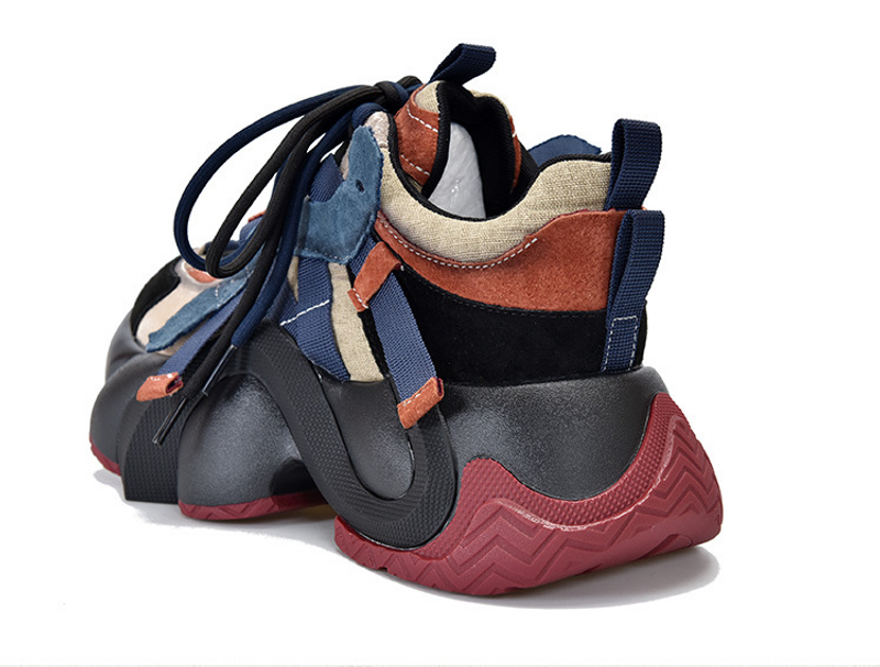 Chaussures de sport décontractées à semelle épaisse pour papa, en cuir véritable, polyvalentes, à lacets, basses, Design Sense, nouvelle collection printemps 2024_voghion.com