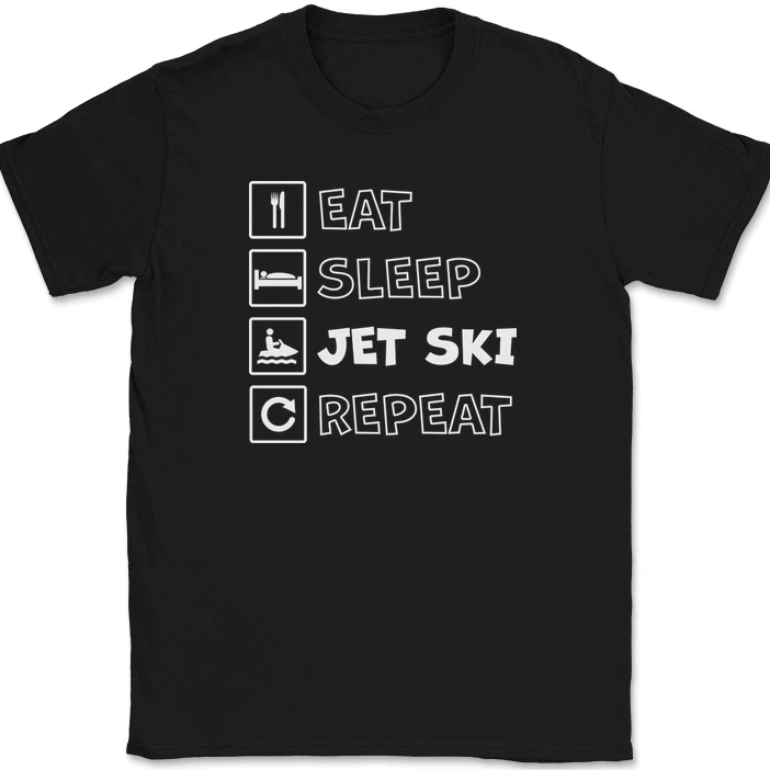 Eat sleep jet ski repeat t-shirt grappig heren t-shirt_voghion.com
