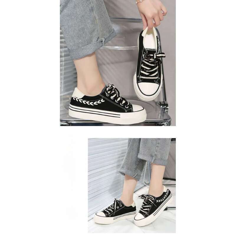 2024 New Women's Casual Fashion Trend Versatile White Thick Sole Board Shoes_vogvips.com