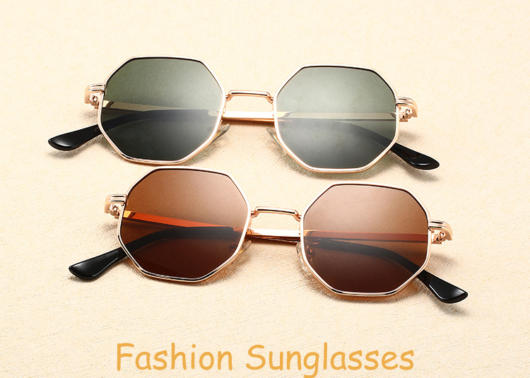 Retro Small Frame Sunglasses - Men & Women's Trendy Metal Octagonal Glasses (Street Style, Round Face Fit - S2086)_voghion.com