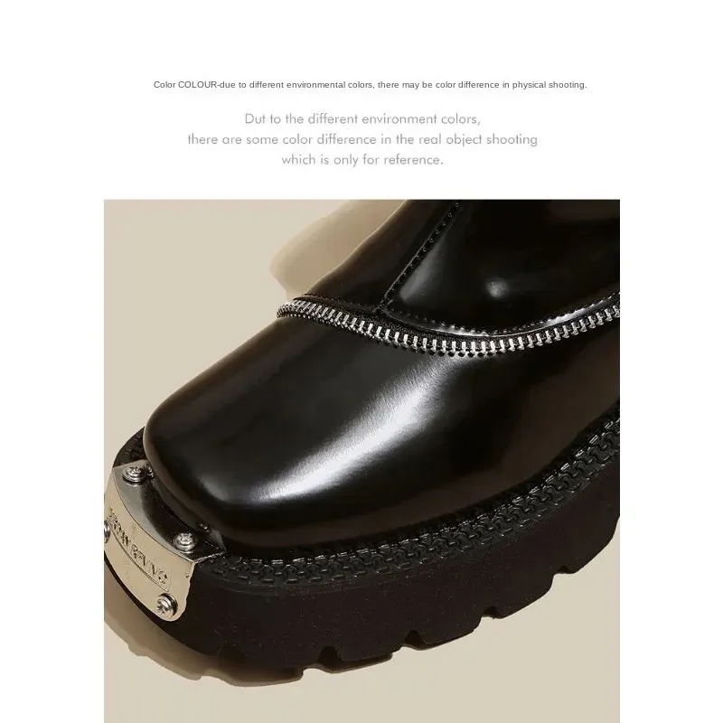 Boots bottines à plateforme style britannique et métal rétro_voghion.com