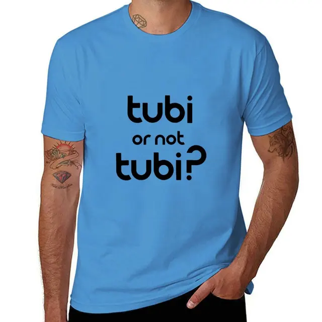 tubi or not tubi? (parody slogan for the company) T-Shirt plus sizes oversized oversizeds men t shirts_voghion.com