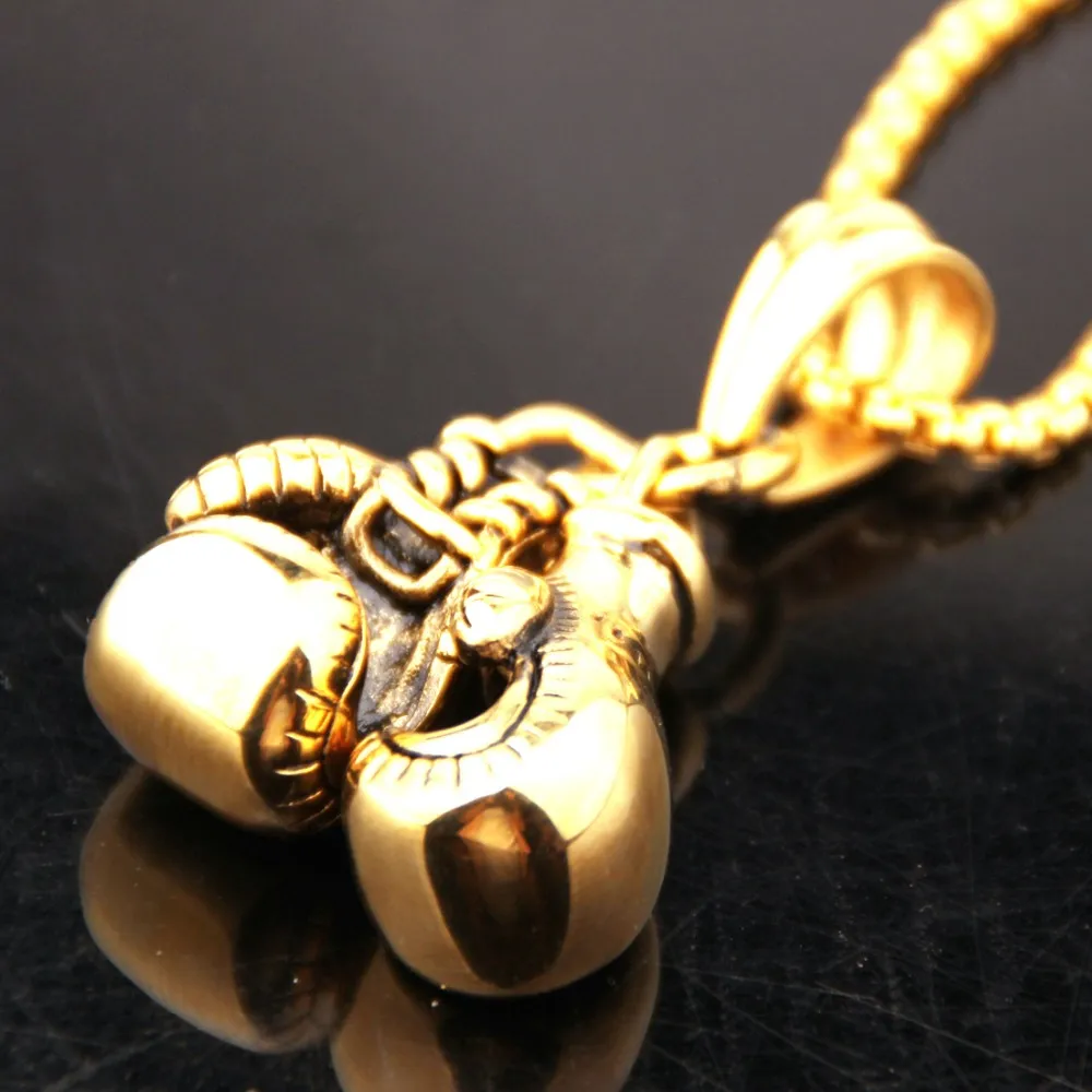 Pendant Necklaces 2pcs/set Mens Unisex Stainless Steel Sier Color/gold Black Boxing Gloves Necklace Sport Colar Jewelry_voghion.com