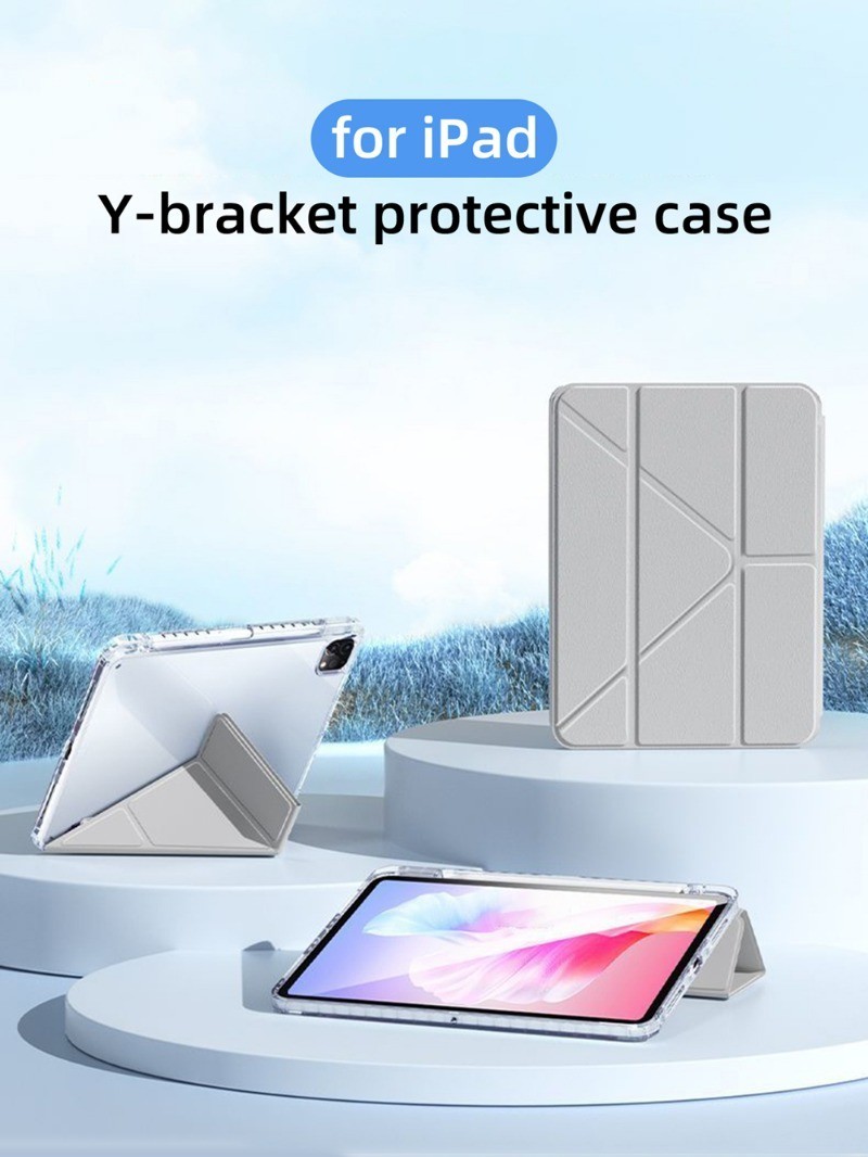 Husă pliabilă în Y pentru iPad, pentru iPad Air 11 (2024), Air6 Pro (11, 13, 10, 9,7), carcasă acrilică transparentă premium pliabilă în Y, cu suport pentru creion_voghion.com