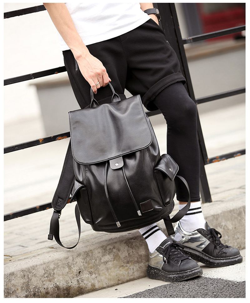 New Street Rucksack coreano Leder Business Kordelzug Mode Herren Schultasche, Reisetasche Trend_voghion.com