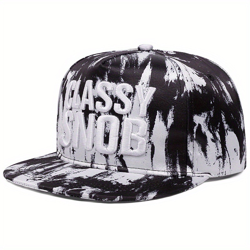 Herre- og damehatte med flad skygge og street camouflage-broderi, hiphop-hatte med andetunge_voghion.com