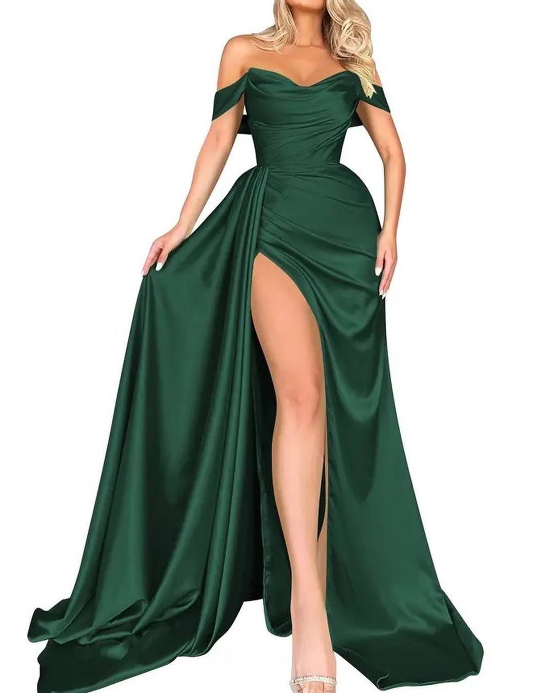 Women’s Clothing Banquet High Slit Sexy Host One Shoulder Slim Party Evening Dress