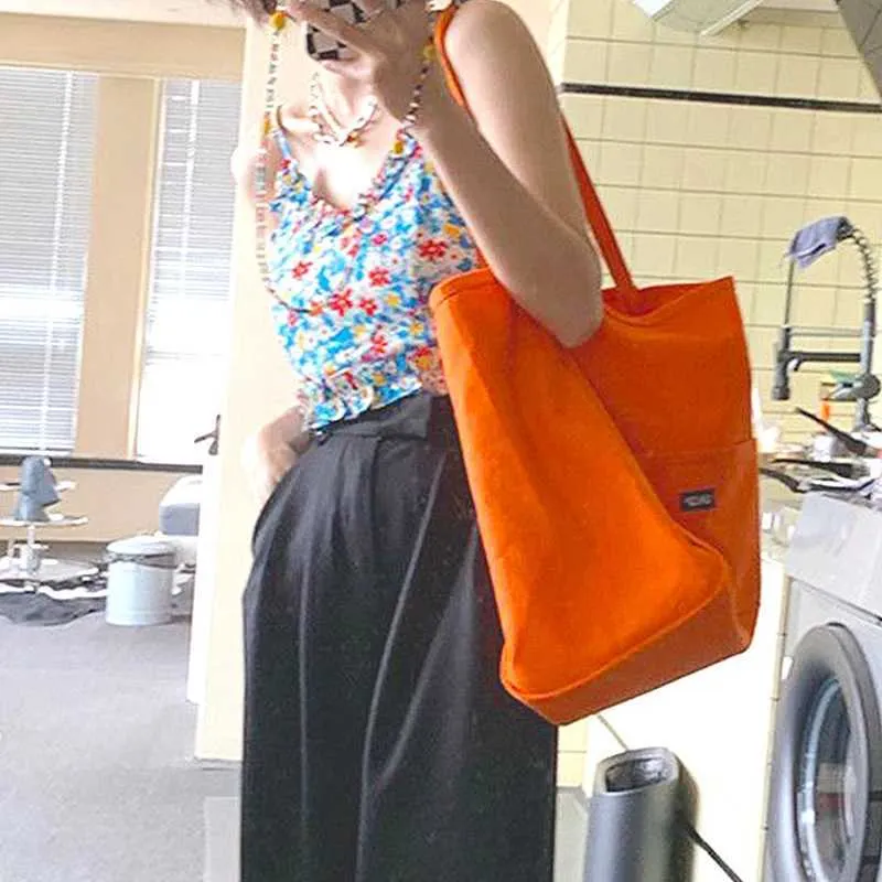 Korean canvas large capacity handbag casual shopping bag gold-plated wallet Y241109_voghion.com