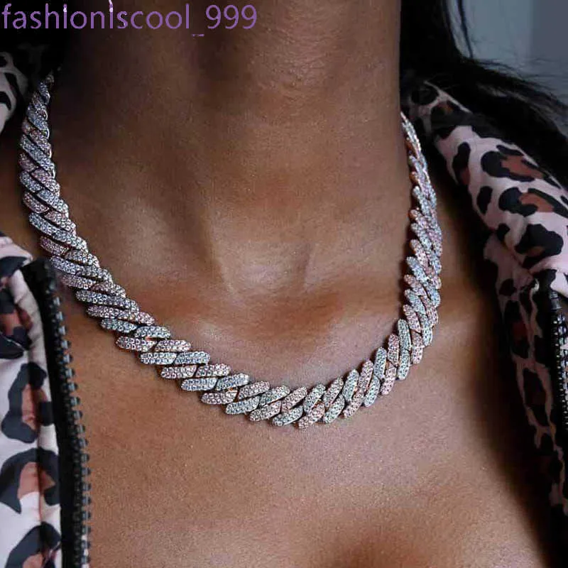 Collier ras du cou en zircone cubique bicolore violet et blanc de 15 mm avec chaîne à maillons cubains Miami glacé, style hip-hop, bijoux pour femmes_voghion.com