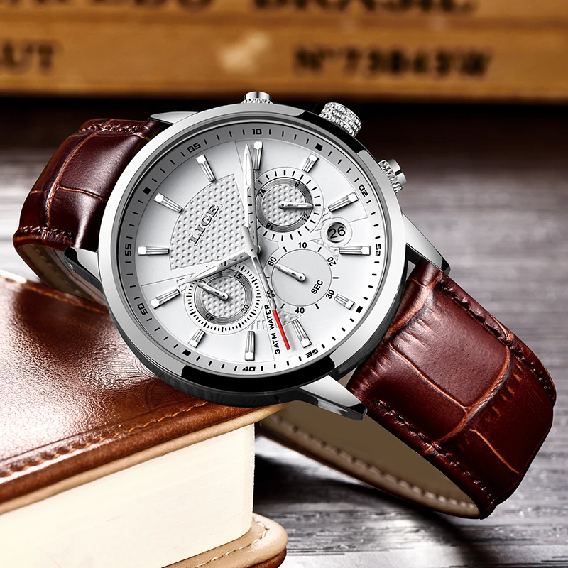 Luxury Men Quartz Watch Business Leather Strap Luminous Chronograph_voghion.com