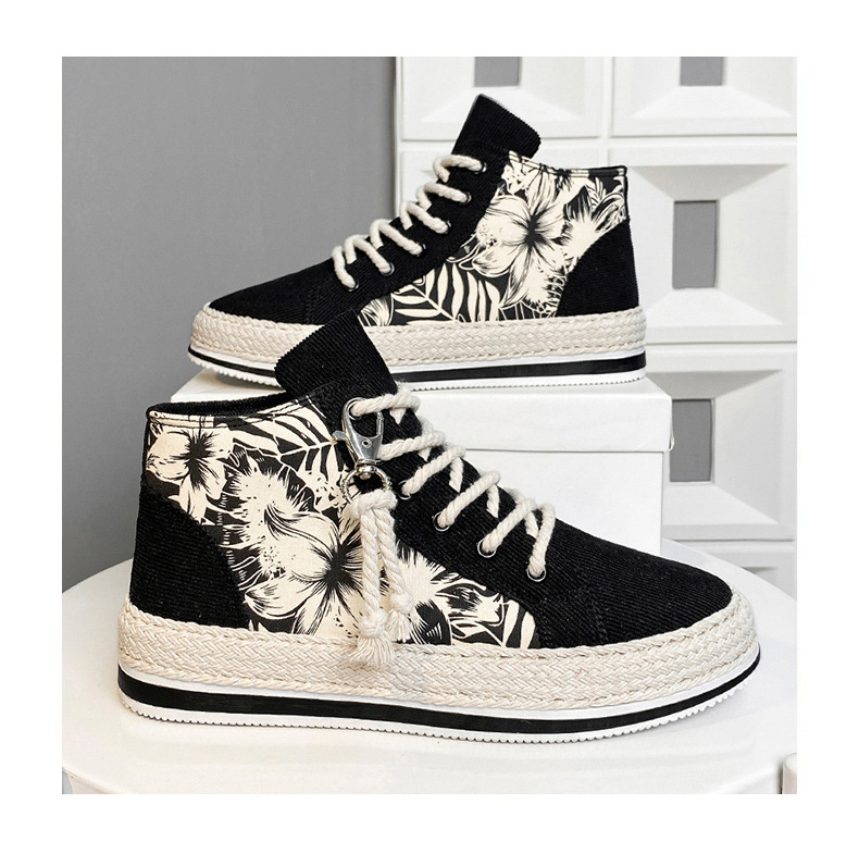 High top canva autumn niche cloth with thick ole elevated height caual board for young port and leiure men'_voghion.com
