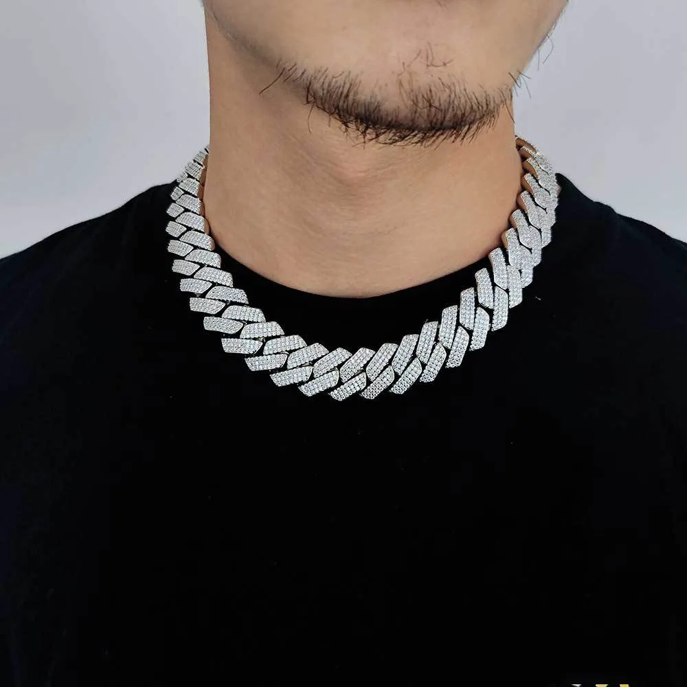 Vvs hiphopa posma 20 mm izturēšanas testera pārklāta ar ledus pārklāta moissanīta dimanta kubiešu ķēde_voghion.com
