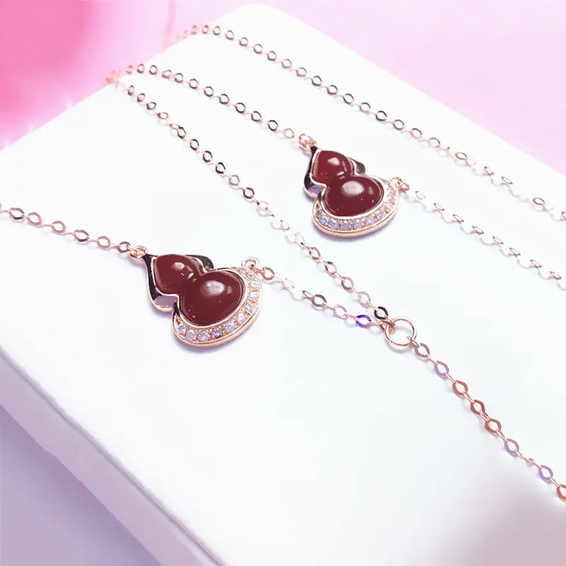 Catene Classiche 585 Viola Oro Intarsio Rubino Zucca Collana Per Le Donne Placcato 14k Rosa Pendente Vintage Stile Cinese Gioielli_voghion.com