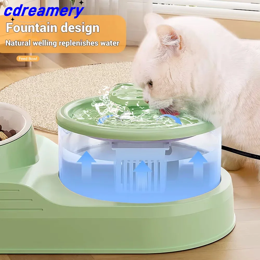 Round Universal Pet Water Dispenser For Cats And Dogs, Automatic Filter, USB Electric Silent Cat Water Dispenser Bowl, Two-in-one Recirculating Filter_voghion.com