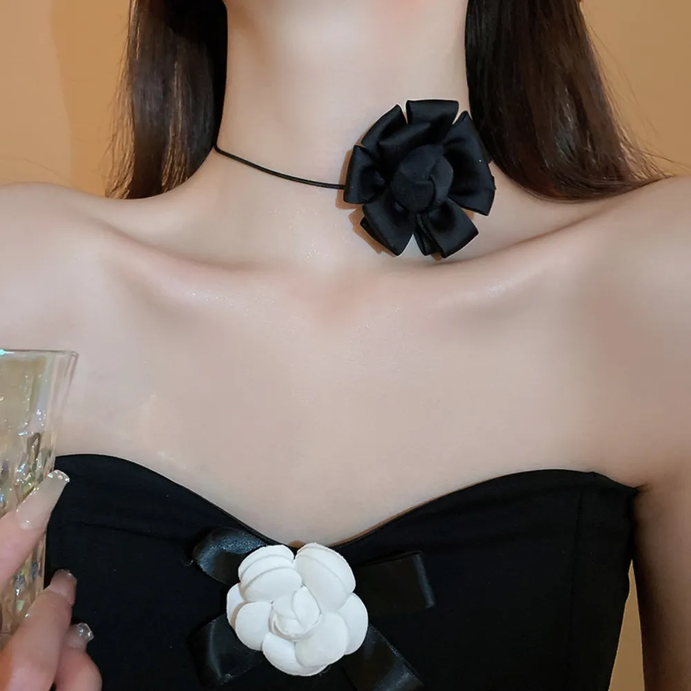 Colliers pendentifs chaîne de clavicule douce bijoux mode petit frais fête 3D rose fleur collier filles tour de cou_voghion.com