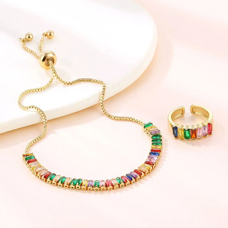 Fashion New Style Women's High End Temperament Adjustable Zircon Bracelet Ring Set_voghion.com