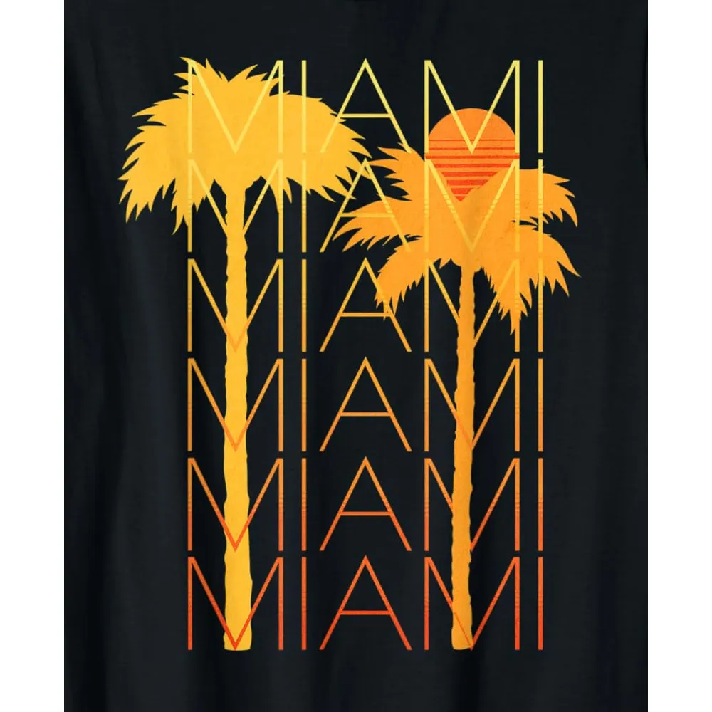 T-shirt voor heren, coole retrostijl, MIAMI-herhaling met palmbomen - Miami grafische T-shirt, casual tops, kleding, korte mouwen, cool_voghion.com