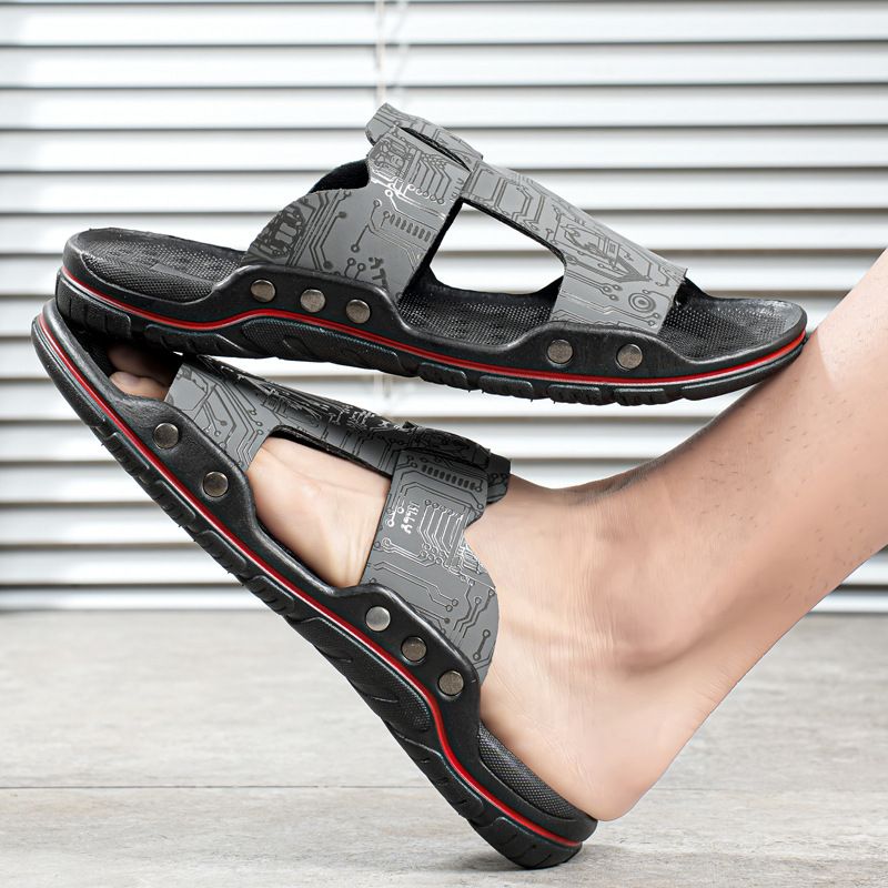 2023 Summer New One line Tuo Beach Shoes Soft Sole Casual Anti slip Large 48 Men's Sandals and Slippers_voghion.com