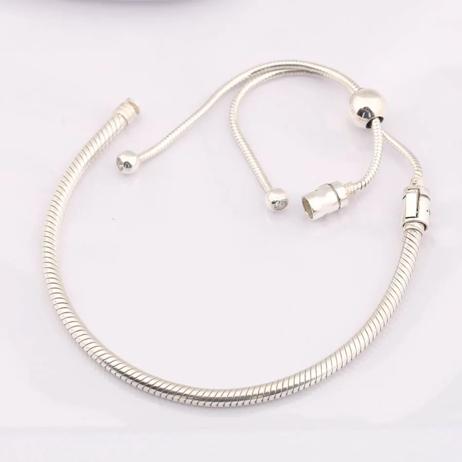 Sterling Sier Moments Chiusura scorrevole Regolabile Bracciale Pan Braccialetto Adatto Donna Perlina Ciondolo Fai da te Gioielli Europa CX200623_voghion.com