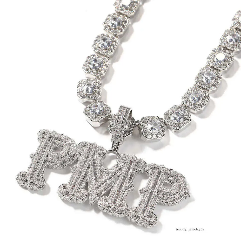Colliers pendentifs nouveaux hip-hop plein de diamants barbelés Rock Sugar Letter bricolage épissage combinaison collier personnalisé_voghion.com