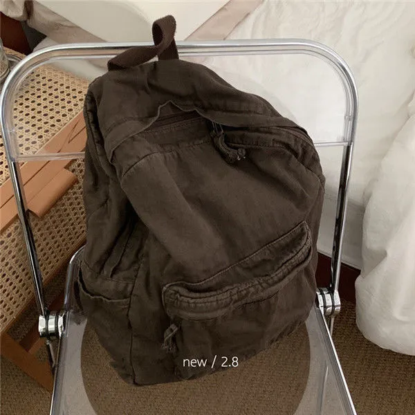 Vintage Backpack For Canvas Women Rucksack Zipper Casual Medium-Capacity Preppy Style Female Bag_voghion.com