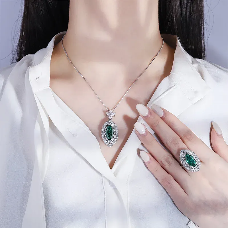 Ketten S SIER High Carbon Diamond Grade Jade Damen Anhänger Halskette 8 16 Schmuck Hochzeit_voghion.com