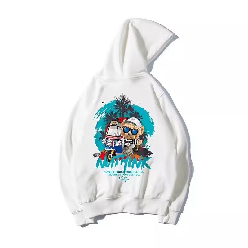 2024 New Trendy Brand Fatty Men's Hooded Loose Bear with Plush Fat Plus Size Couple Sweater for Autumn and Winter_voghion.com